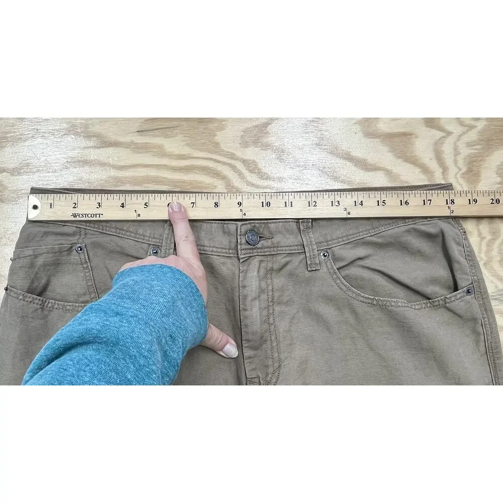 Banana Republic Mens Linen Blend Straight Leg Pants Size 35X32 Brown Beach